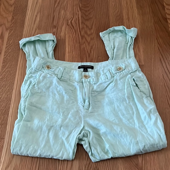 Banana Republic Pants - Banana Republic SeaGreen Linen Straight Leg Pants Size 4